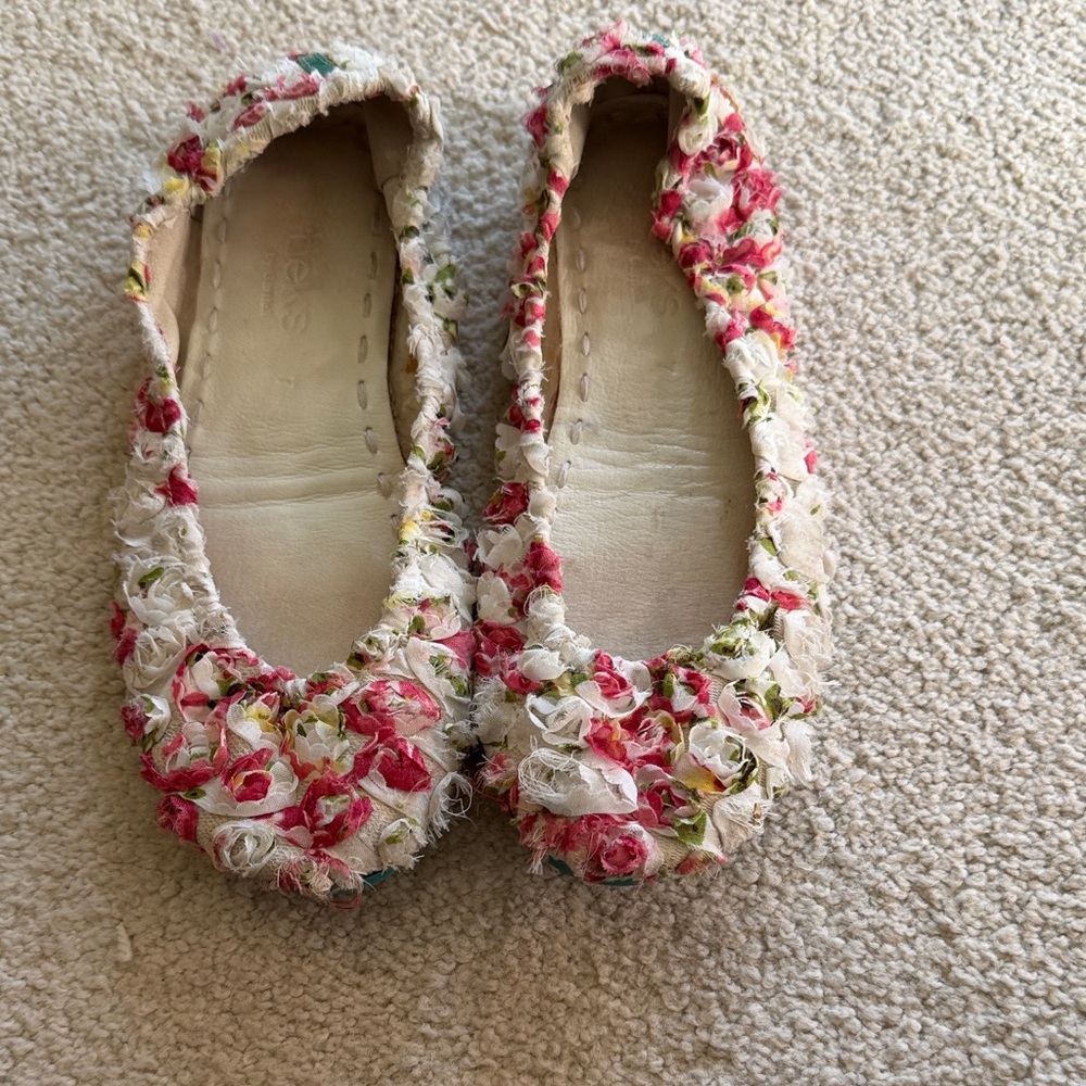 Tieks Pink and White Floral Ballet Flats
